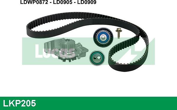 LUCAS LKP205 - Водна помпа+ к-кт ангренажен ремък vvparts.bg