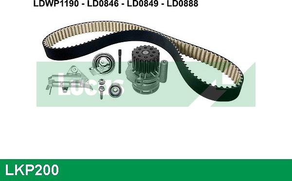 LUCAS LKP200 - Водна помпа+ к-кт ангренажен ремък vvparts.bg