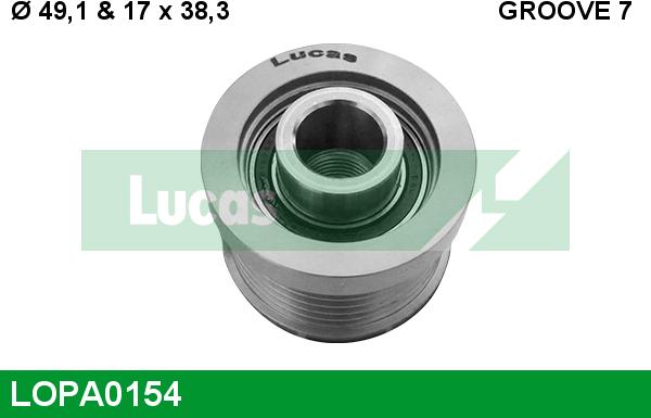 LUCAS LOPA0154 - Ремъчна шайба, генератор vvparts.bg