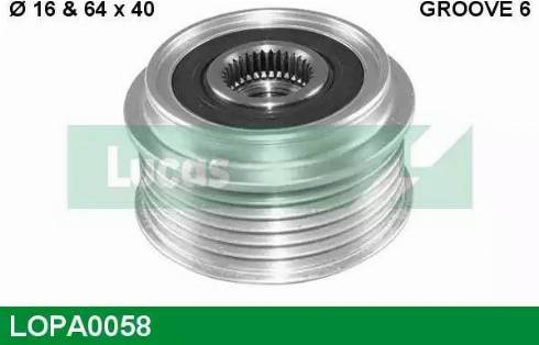 Lucas Engine Drive LOPA0058 - Ремъчна шайба, генератор vvparts.bg