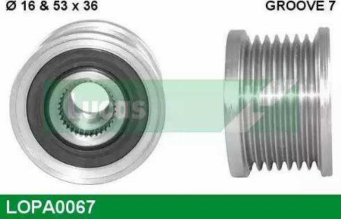 Lucas Engine Drive LOPA0067 - Ремъчна шайба, генератор vvparts.bg