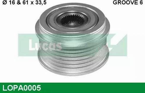 Lucas Engine Drive LOPA0005 - Ремъчна шайба, генератор vvparts.bg