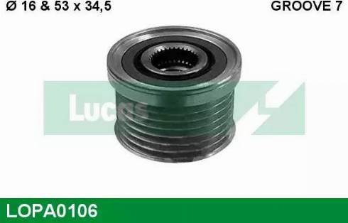 Lucas Engine Drive LOPA0106 - Ремъчна шайба, генератор vvparts.bg