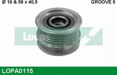 Lucas Engine Drive LOPA0115 - Ремъчна шайба, генератор vvparts.bg