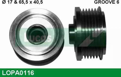 Lucas Engine Drive LOPA0116 - Ремъчна шайба, генератор vvparts.bg