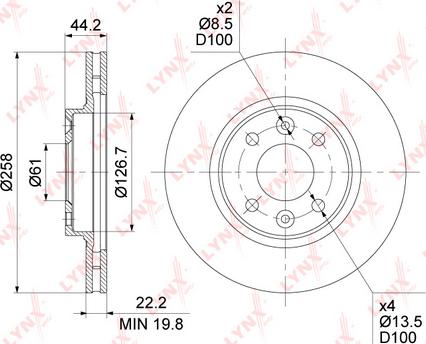 LYNXauto BN-1419 - Спирачен диск vvparts.bg