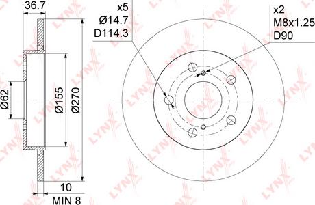 LYNXauto BN-1144 - Спирачен диск vvparts.bg