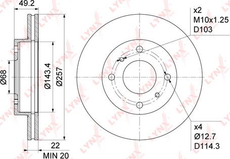 LYNXauto BN-1104 - Спирачен диск vvparts.bg