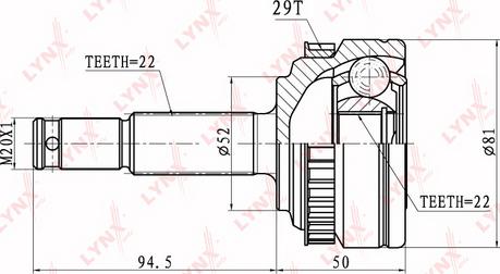 LYNXauto CO-5903A - Каре комплект, полуоска vvparts.bg