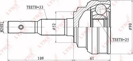 LYNXauto CO-5902 - Каре комплект, полуоска vvparts.bg