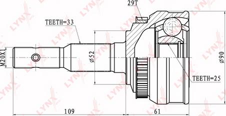 LYNXauto CO-5929A - Каре комплект, полуоска vvparts.bg