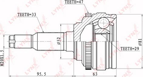 LYNXauto CO-1809A - Каре комплект, полуоска vvparts.bg