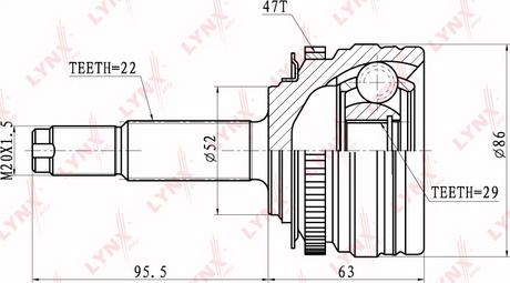 LYNXauto CO-1815A - Каре комплект, полуоска vvparts.bg