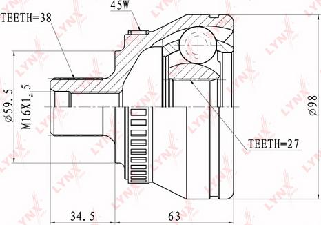 LYNXauto CO-1202A - Каре комплект, полуоска vvparts.bg