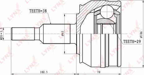 LYNXauto CO-8006 - Каре комплект, полуоска vvparts.bg