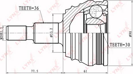 LYNXauto CO-8002 - Каре комплект, полуоска vvparts.bg