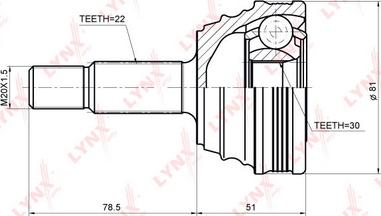 LYNXauto CO-8011A - Каре комплект, полуоска vvparts.bg