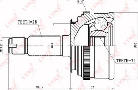 LYNXauto CO-3446A - Каре комплект, полуоска vvparts.bg