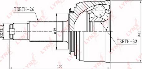 LYNXauto CO-3452 - Каре комплект, полуоска vvparts.bg