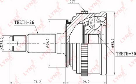 LYNXauto CO-3465A - Каре комплект, полуоска vvparts.bg