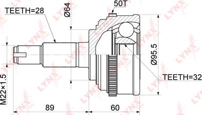 LYNXauto CO-3414A - Каре комплект, полуоска vvparts.bg