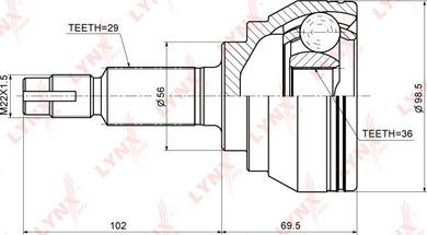 LYNXauto CO-3661 - Каре комплект, полуоска vvparts.bg