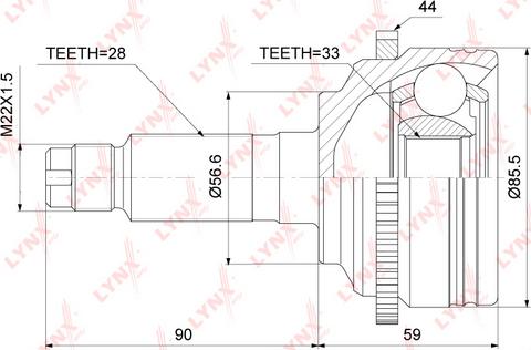 LYNXauto CO-3687A - Каре комплект, полуоска vvparts.bg