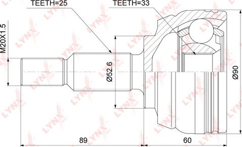 LYNXauto CO-3845 - Каре комплект, полуоска vvparts.bg