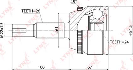 LYNXauto CO-3857A - Каре комплект, полуоска vvparts.bg