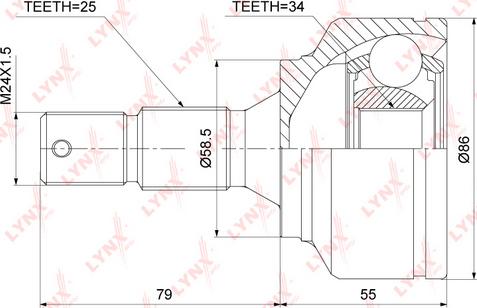 LYNXauto CO-3824 - Каре комплект, полуоска vvparts.bg