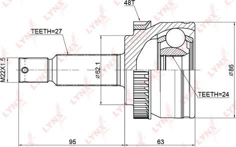 LYNXauto CO-3769A - Каре комплект, полуоска vvparts.bg