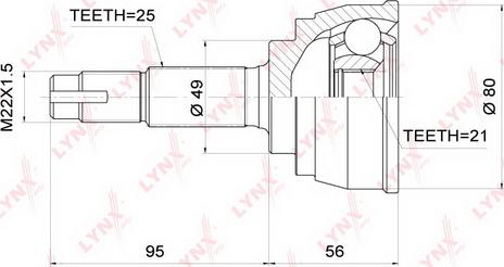 LYNXauto CO-3705 - Каре комплект, полуоска vvparts.bg