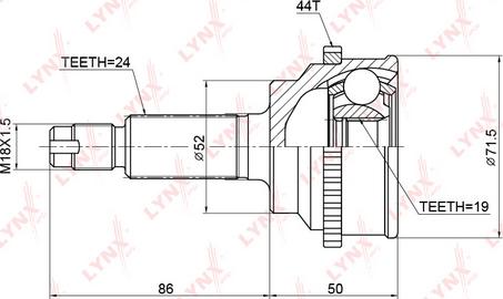 LYNXauto CO-3771A - Каре комплект, полуоска vvparts.bg