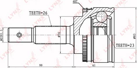 LYNXauto CO-7558A - Каре комплект, полуоска vvparts.bg