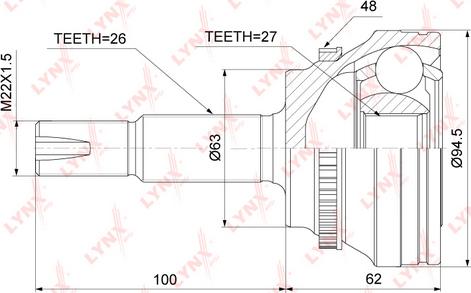 LYNXauto CO-7585A - Каре комплект, полуоска vvparts.bg