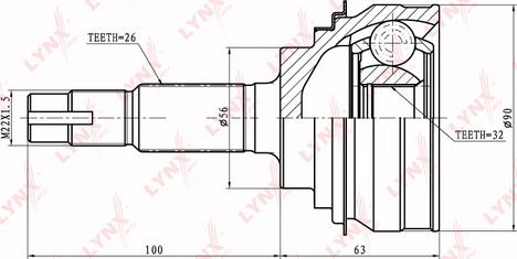 LYNXauto CO-7538 - Каре комплект, полуоска vvparts.bg