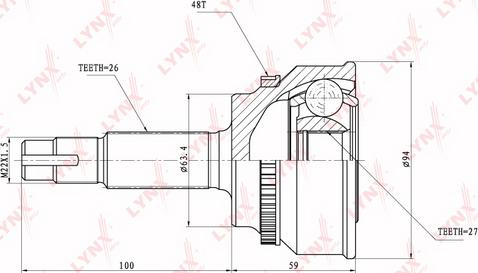 LYNXauto CO-7522A - Каре комплект, полуоска vvparts.bg