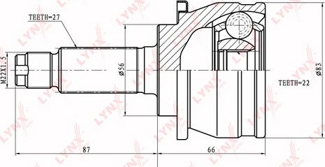 LYNXauto CO-7106 - Каре комплект, полуоска vvparts.bg