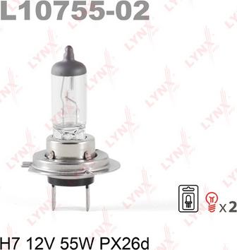 LYNXauto L10755-02 - Крушка с нагреваема жичка, фар за дълги светлини vvparts.bg