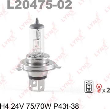 LYNXauto L20475-02 - Крушка с нагреваема жичка, фар за дълги светлини vvparts.bg