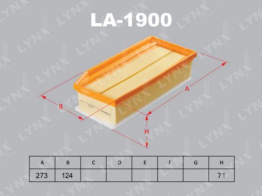 LYNXauto LA-1900 - Въздушен филтър vvparts.bg