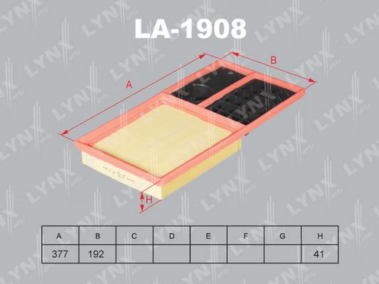 LYNXauto LA-1908 - Въздушен филтър vvparts.bg