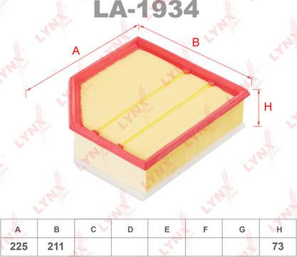 LYNXauto LA-1934 - Въздушен филтър vvparts.bg