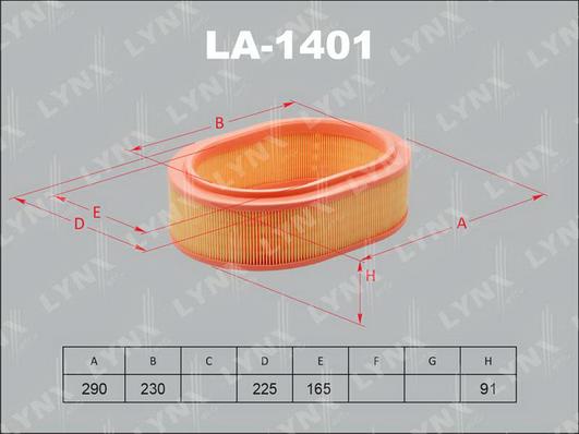 LYNXauto LA-1401 - Въздушен филтър vvparts.bg