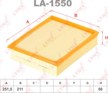 LYNXauto LA-1550 - Въздушен филтър vvparts.bg