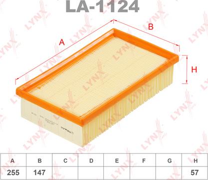 LYNXauto LA-1124 - Въздушен филтър vvparts.bg