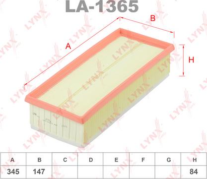 LYNXauto LA-1365 - Въздушен филтър vvparts.bg