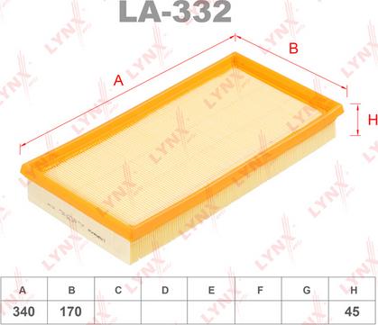 LYNXauto LA-332 - Въздушен филтър vvparts.bg