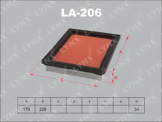 LYNXauto LA-206 - Въздушен филтър vvparts.bg