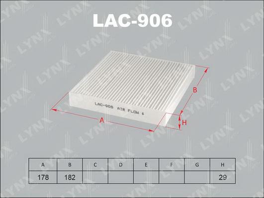 LYNXauto LAC-906 - Филтър купе (поленов филтър) vvparts.bg